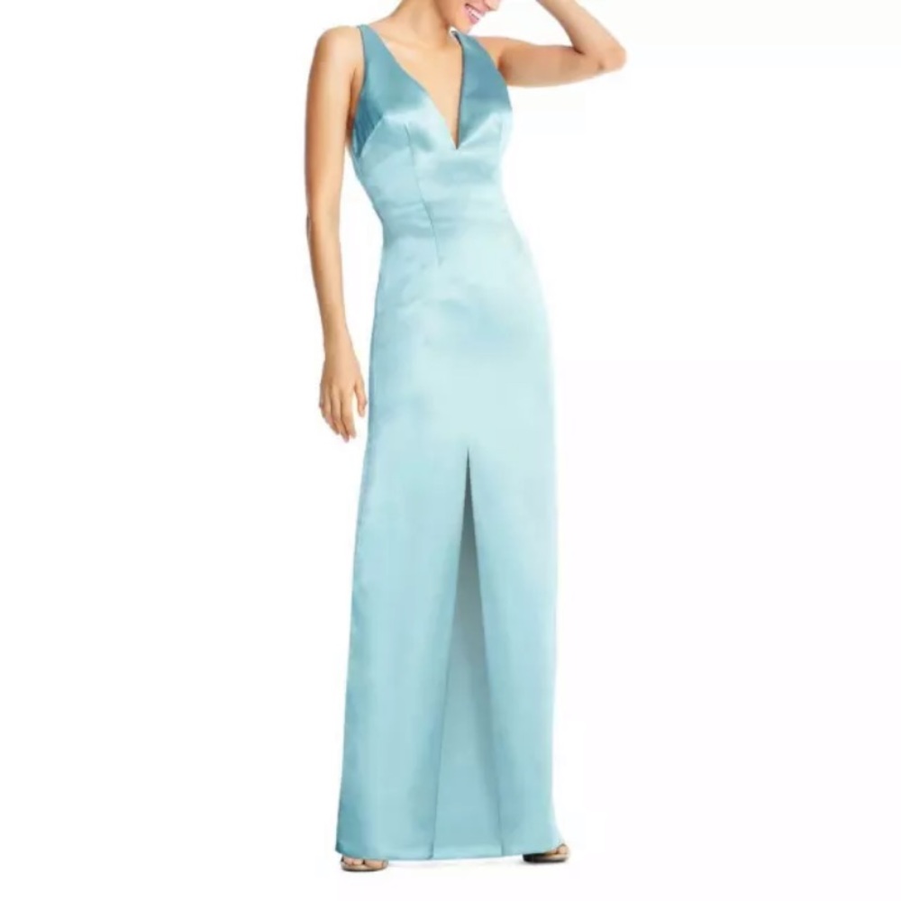 Aidan by Aidan Mattox Blue Satin Evening Gown